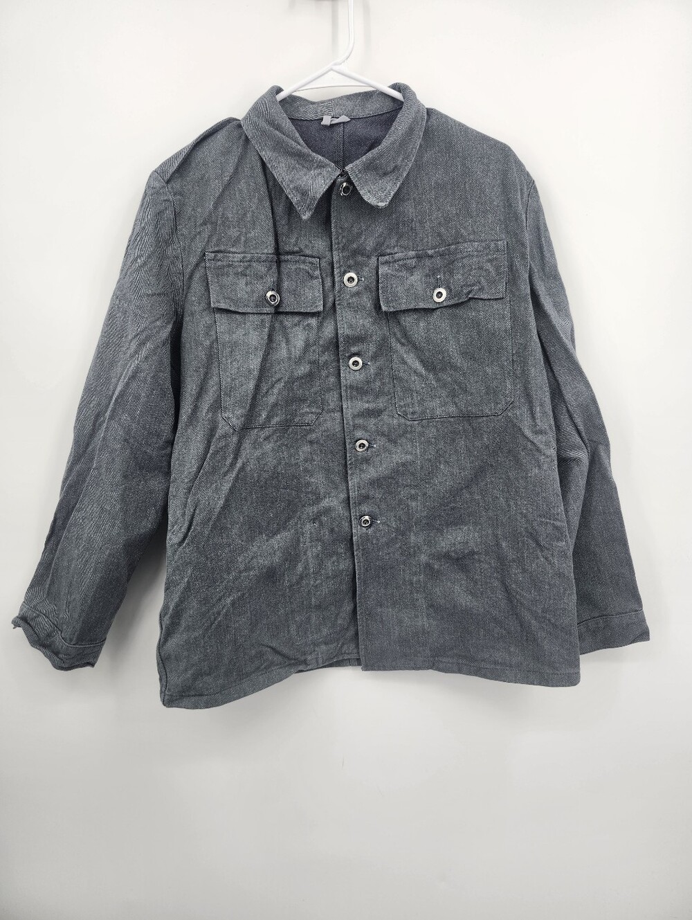 Swiss Army Vintage grey denim fatigue jacket SZ M/L See measurements for size